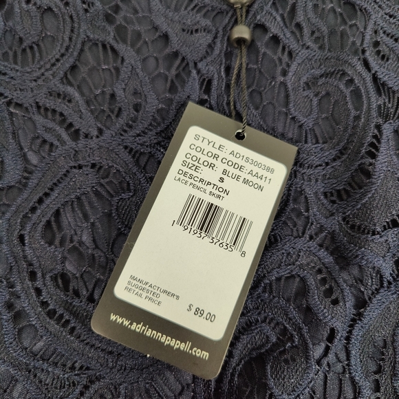 NWT Adrianna Papell Blue Moon Navy Lace Pencil Skirt Size Small - Picture 4 of 10